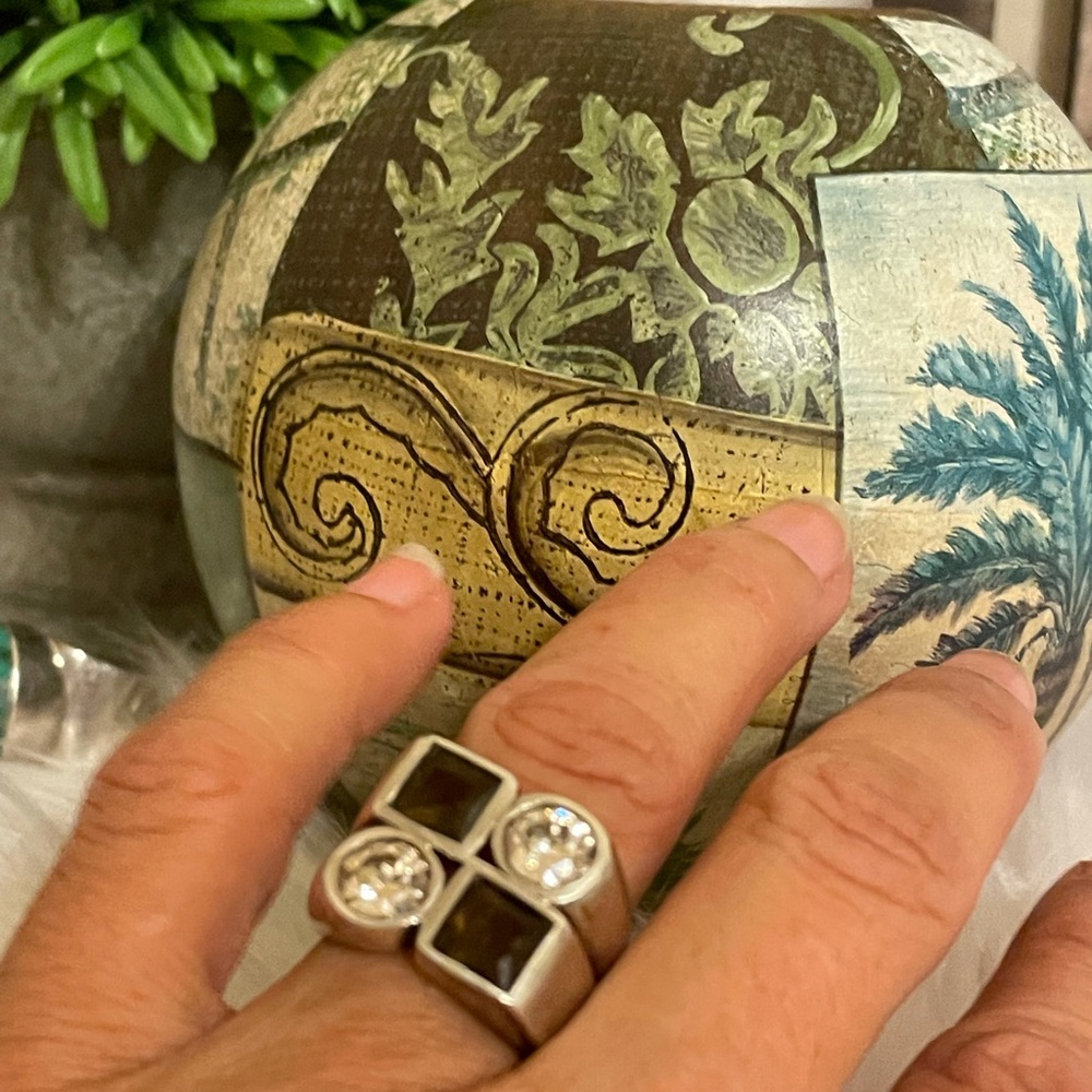 Agate/Sterling Silver Square Ring - image 2